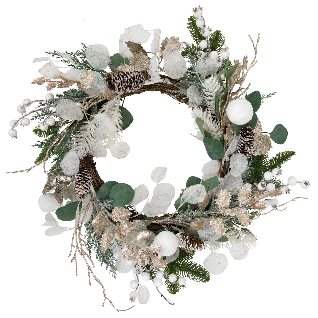 Sage Green And White Artificial Christmas Wreath, 24-Inch, Unlit 3 Sage Green And White Artificial Christmas Wreath, 24-Inch, Unlit
