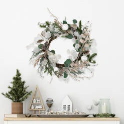 Sage Green And White Artificial Christmas Wreath, 24-Inch, Unlit 6 Sage Green And White Artificial Christmas Wreath, 24-Inch, Unlit -Optimal Christmas Shop northlight ll94326 3 05092.1671629456