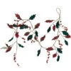 5' Green And Red Plaid Holly With Jingle Bells Christmas Garland - Unlit
