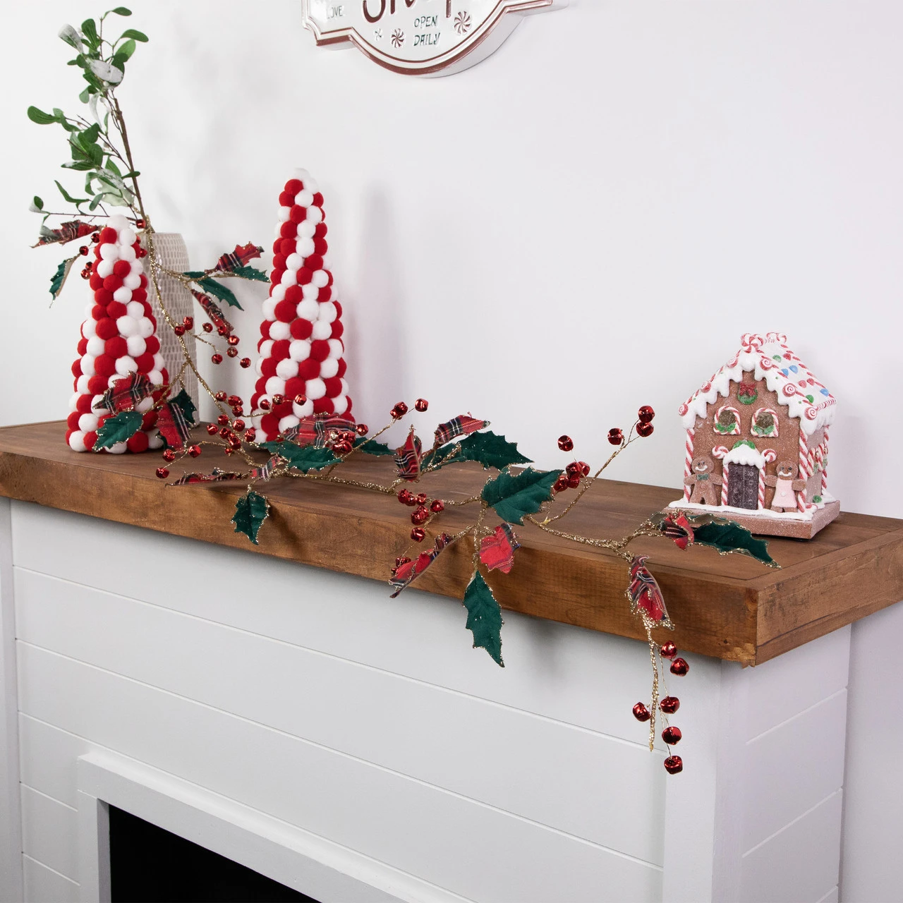 5' Green And Red Plaid Holly With Jingle Bells Christmas Garland - Unlit 5 5' Green And Red Plaid Holly With Jingle Bells Christmas Garland - Unlit - Image 3