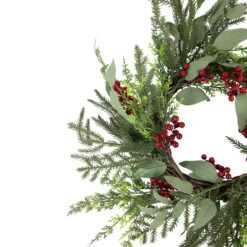 Mixed Foliage And Red Berries Artificial Christmas Wreath, 24-Inch, Unlit -Optimal Christmas Shop northlight ll94346 2 96642.1680184581
