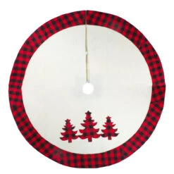 48" White, Red And Black Buffalo Plaid Tree Christmas Tree Skirt -Optimal Christmas Shop northlight lt90712 5 08043.1667576851
