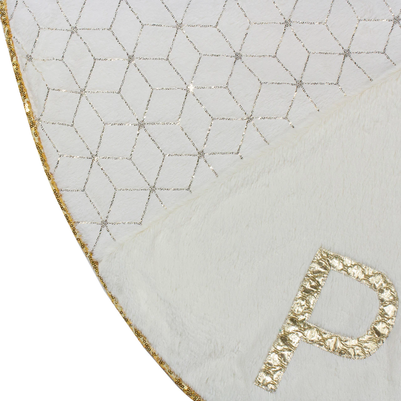 48" Cream And Gold Peace And Reindeer Christmas Tree Skirt 5 48" Cream And Gold Peace And Reindeer Christmas Tree Skirt - Image 3