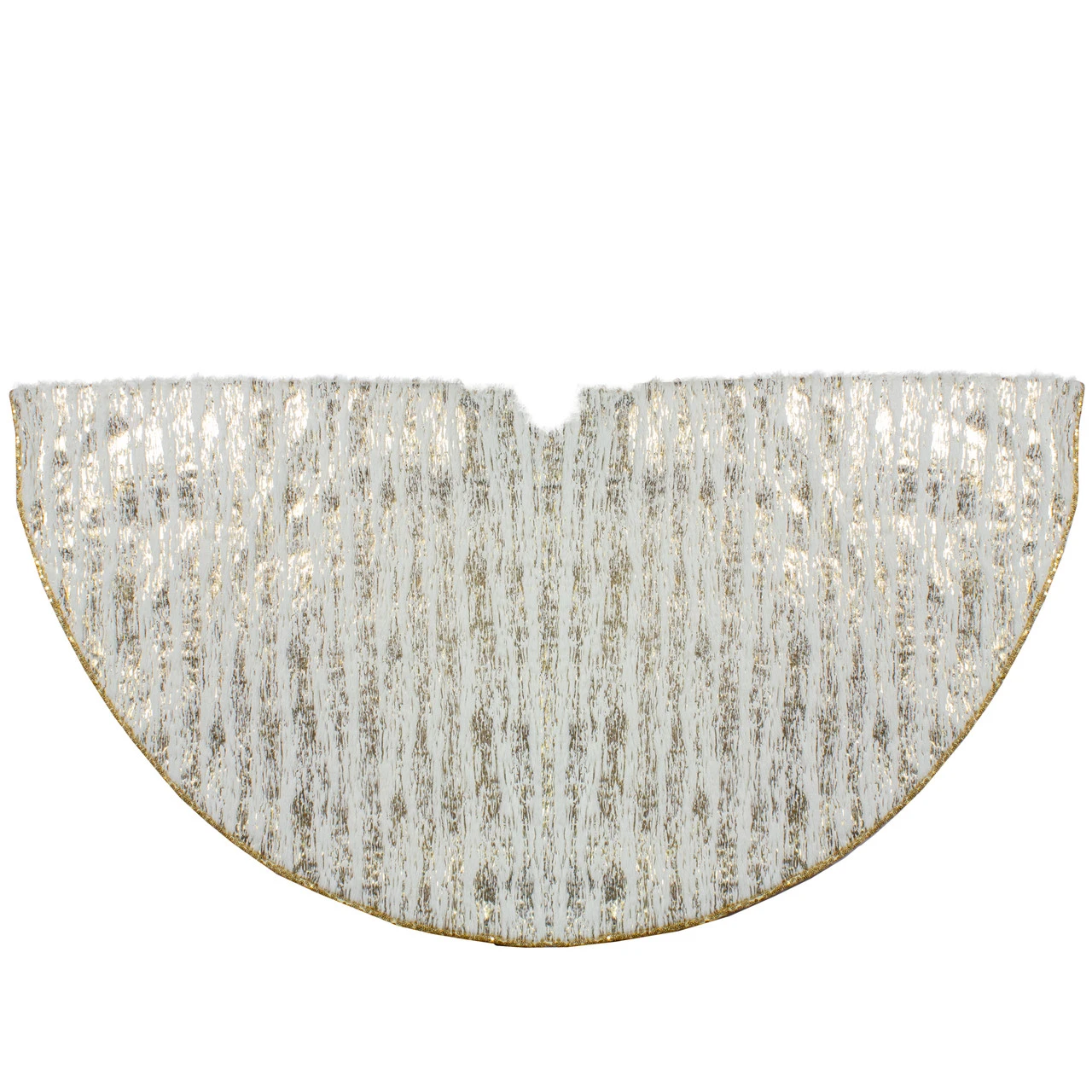 48" Cream And Gold Wood Grain Pattern And Faux Fur Christmas Tree Skirt 4 48" Cream And Gold Wood Grain Pattern And Faux Fur Christmas Tree Skirt - Image 2