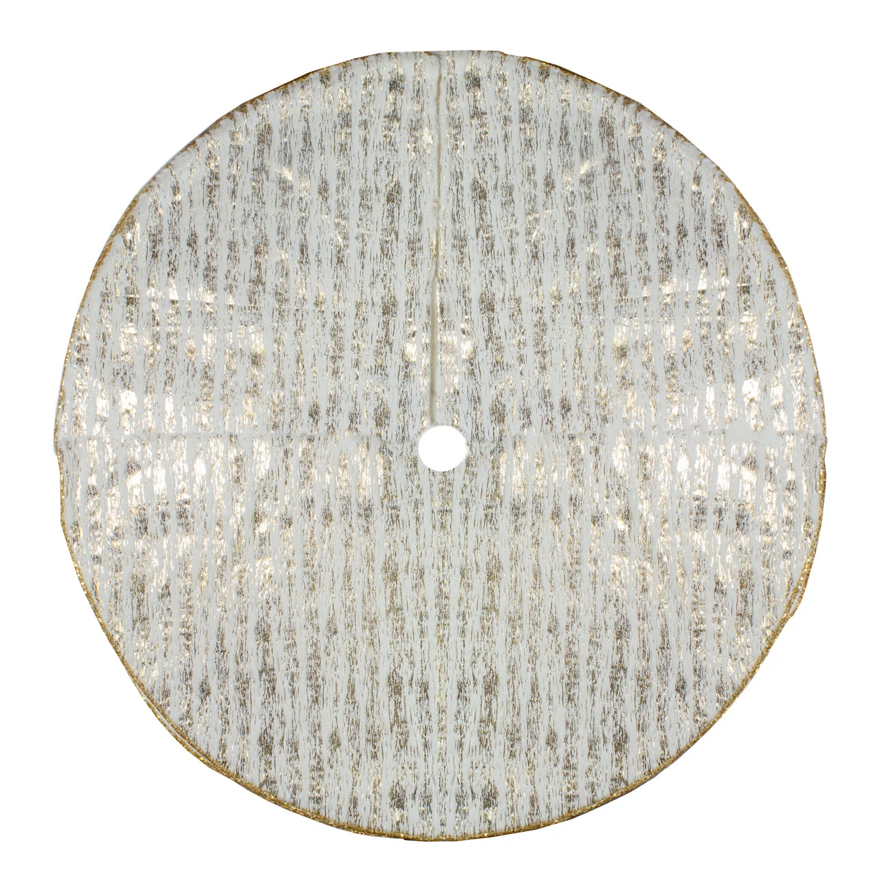 48" Cream And Gold Wood Grain Pattern And Faux Fur Christmas Tree Skirt 6 48" Cream And Gold Wood Grain Pattern And Faux Fur Christmas Tree Skirt - Image 4