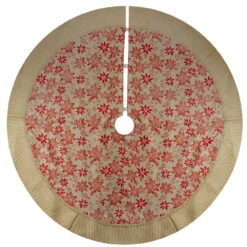48" Tan And Red Rustic Burlap Poinsettia Christmas Tree Skirt -Optimal Christmas Shop northlight lt90726 2 updated 83161.1667535647