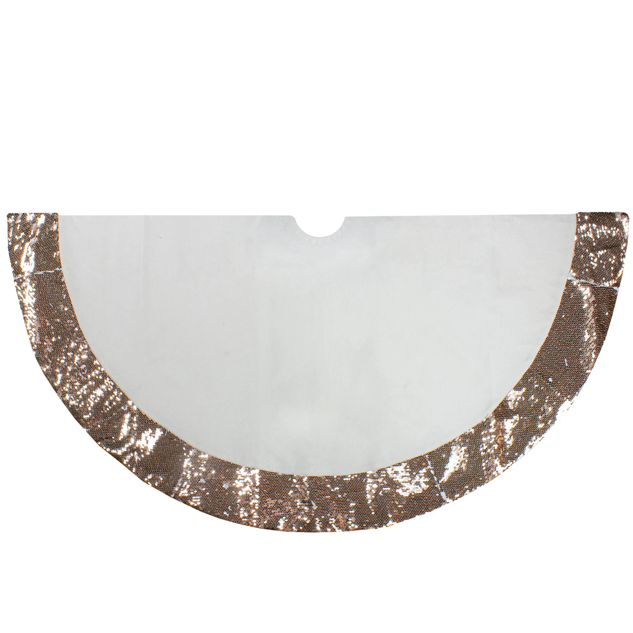 48" Rose Gold And White Reversible Sequin Trim Christmas Tree Skirt 4 48" Rose Gold And White Reversible Sequin Trim Christmas Tree Skirt - Image 2