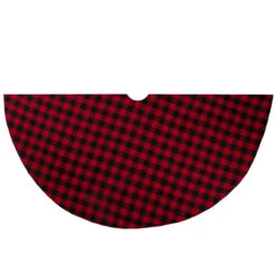 48" Red And Black Buffalo Plaid Christmas Tree Skirt
