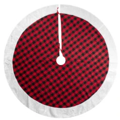 48" Red And Black Buffalo Plaid Christmas Tree Skirt With Faux Fur Trim -Optimal Christmas Shop northlight lt90733 2 updated 1 39695.1667490812