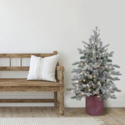 4' Pre-Lit Flocked Saratoga Spruce Artificial Christmas Tree In Pot - Clear Lights 8 4' Pre-Lit Flocked Saratoga Spruce Artificial Christmas Tree In Pot - Clear Lights -Optimal Christmas Shop northlight lt91592 3 13250.1667573176