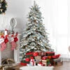 6.5' Pre-Lit Flocked Saratoga Spruce Artificial Christmas Tree - Clear Lights -Optimal Christmas Shop northlight lt91592 94 temp 72764.1667573179