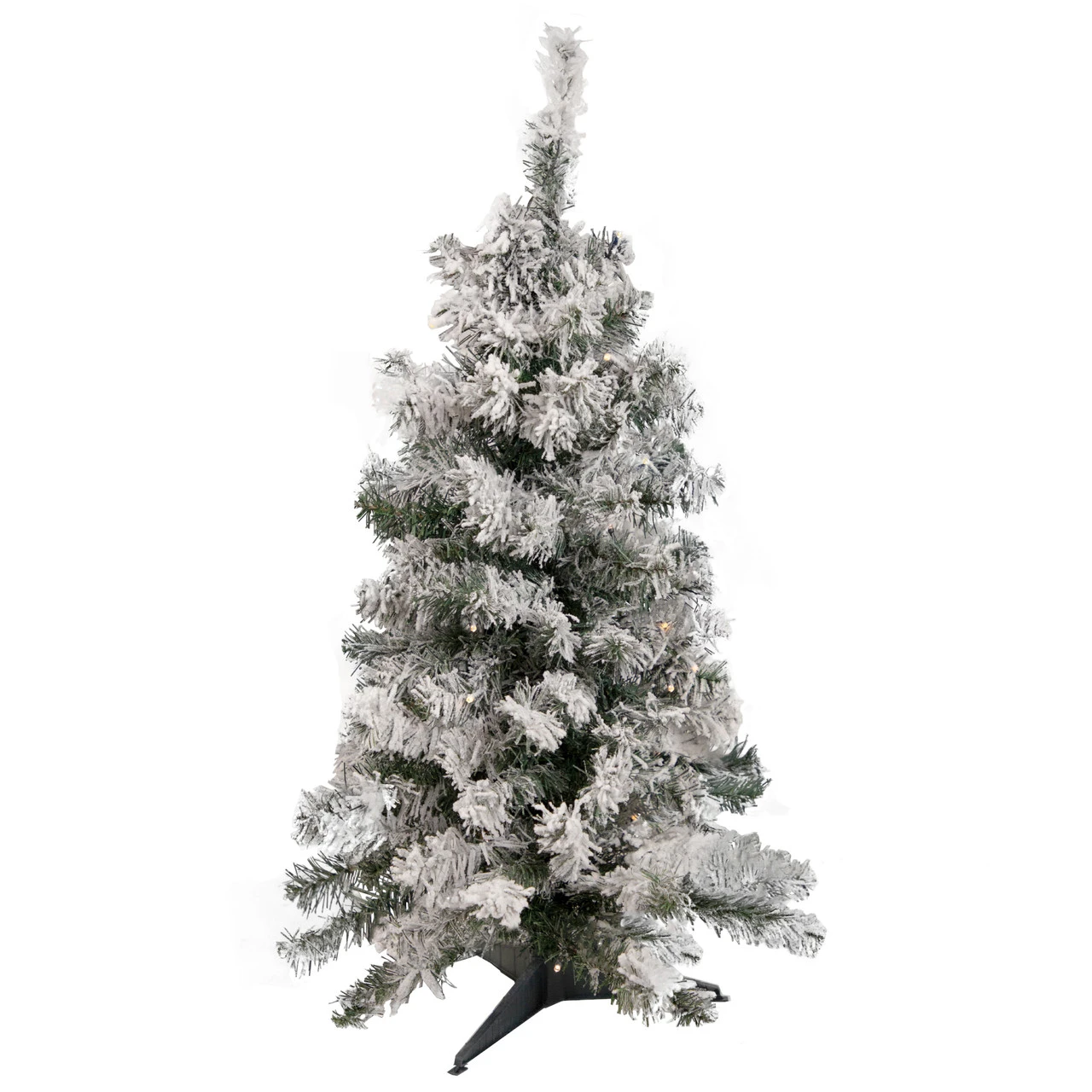 3' Pre-Lit Heavily Flocked Medium Pine Artificial Christmas Tree - Warm White LED Lights 3 3' Pre-Lit Heavily Flocked Medium Pine Artificial Christmas Tree - Warm White LED Lights