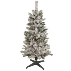 4.5' Pre-Lit Flocked Pine Medium Artificial Christmas Tree - Clear Lights