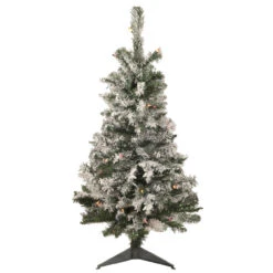 3' Pre-Lit Medium Heavily Flocked Artificial Christmas Tree - Multi-Color Lights