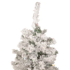 4.5' Pre-Lit Medium Heavily Flocked Pine Artificial Christmas Tree, Multicolor Lights -Optimal Christmas Shop northlight m88558 3 updated 49147.1667641277