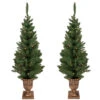 Set Of 2 Pre-Lit Potted Porch Pine Topiary Slim Artificial Christmas Trees 4' - Clear Lights -Optimal Christmas Shop northlight m88589 updated 93574.1667656486