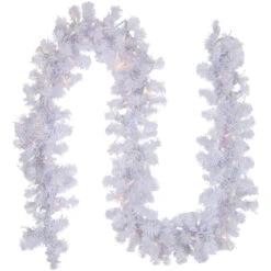 9' X 10" Pre-lit White Iridescent Mixed Pine Artificial Christmas Garland - Clear Lights