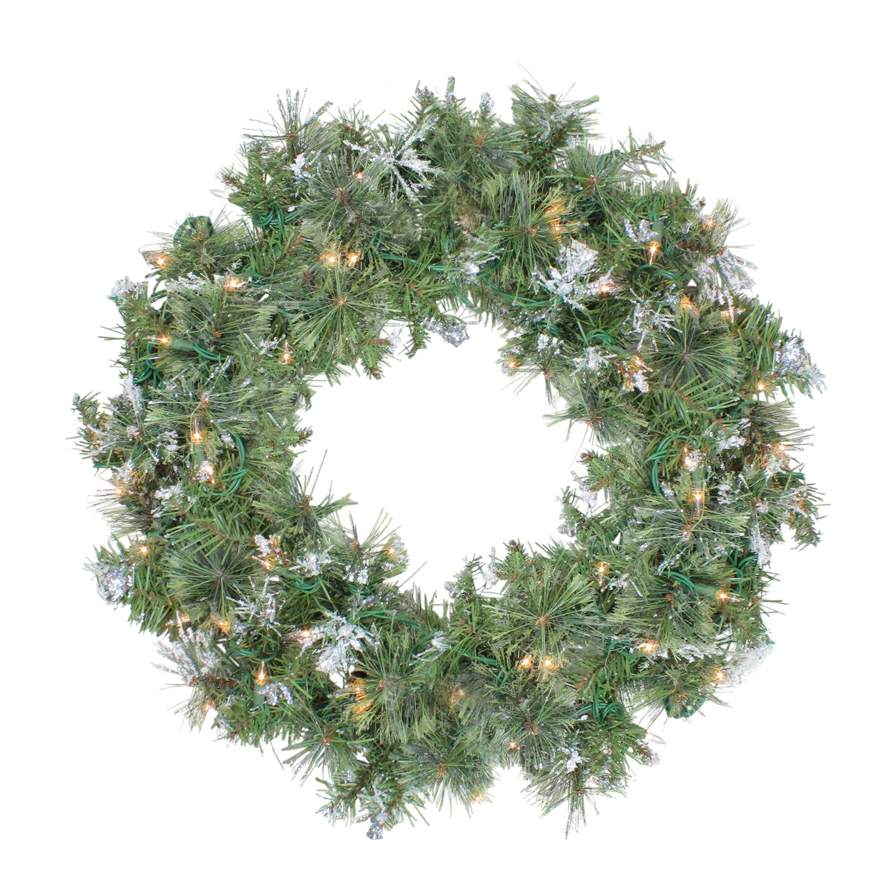 Pre-Lit Snow Mountain Pine Artificial Christmas Wreath - 24-Inch, Clear Lights 3 Pre-Lit Snow Mountain Pine Artificial Christmas Wreath - 24-Inch, Clear Lights