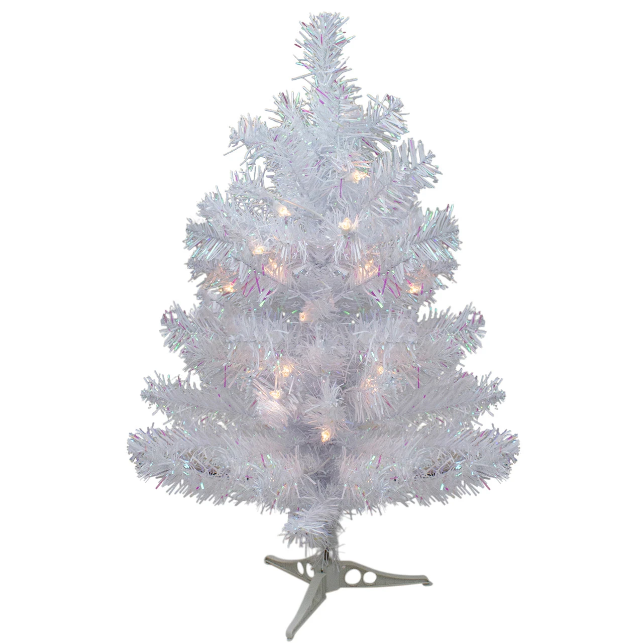 2' Pre-lit White Iridescent Pine Artificial Christmas Tree - Clear Lights 3 2' Pre-lit White Iridescent Pine Artificial Christmas Tree - Clear Lights