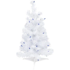 2' Pre-lit White Iridescent Pine Artificial Christmas Tree - Blue Lights
