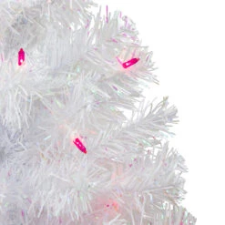 2' Pre-lit White Iridescent Pine Artificial Christmas Tree - Pink Lights -Optimal Christmas Shop northlight m88679 2 67335.1667491164