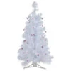 2' Pre-lit White Iridescent Pine Artificial Christmas Tree - Purple Lights