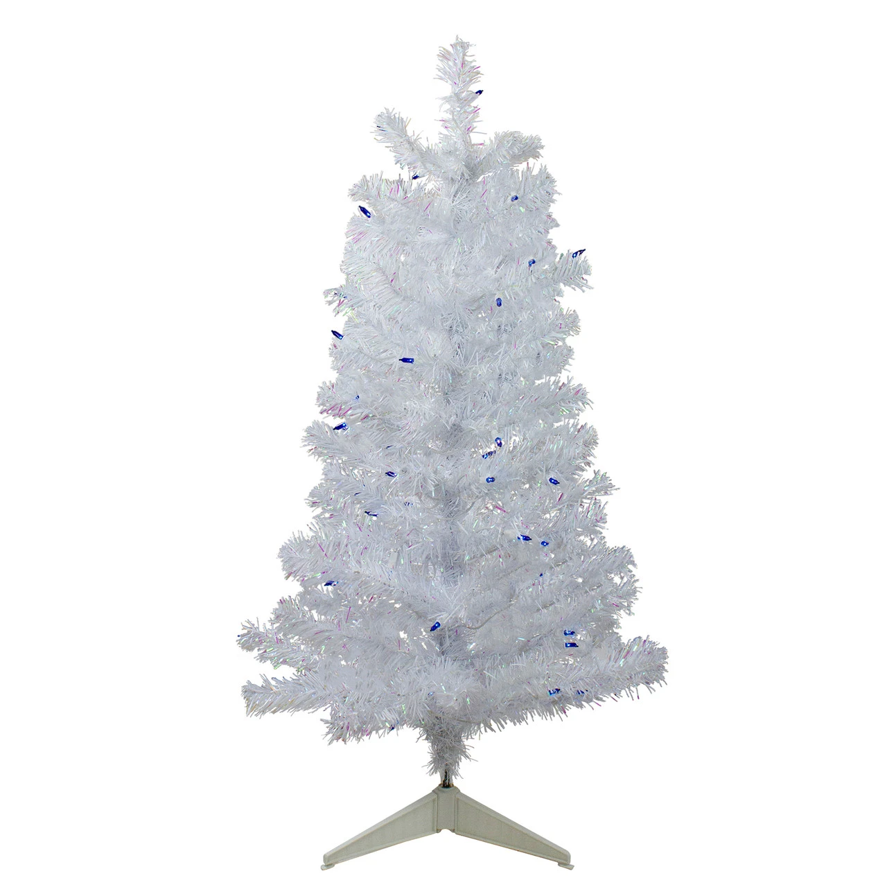 3' Pre-Lit White Medium Pine Artificial Christmas Tree - Blue Lights 3 3' Pre-Lit White Medium Pine Artificial Christmas Tree - Blue Lights
