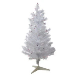 3' Pre-Lit White Medium Iridescent Pine Artificial Christmas Tree - Purple Lights