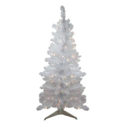 4' Pre-lit White Iridescent Pine Artificial Christmas Tree - Clear Lights