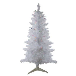 4' Pre-lit White Iridescent Pine Artificial Christmas Tree - Multi Lights