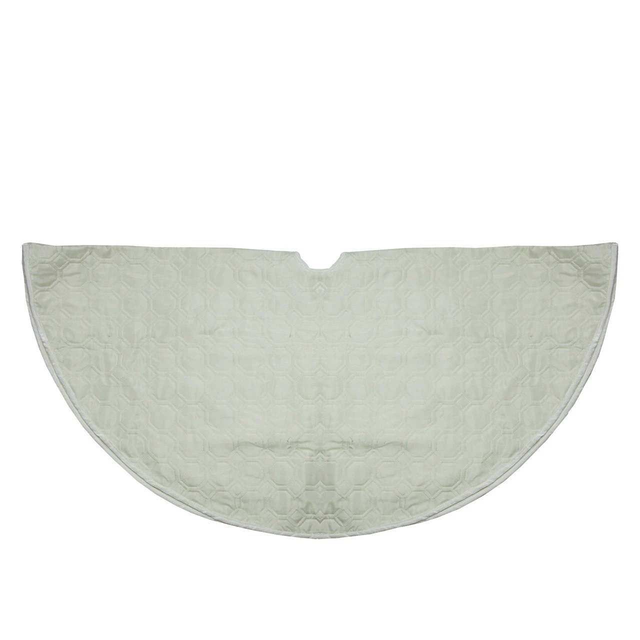 48" Cream Quilted Christmas Hexagon Tree Skirt With Velvety Trim 4 48" Cream Quilted Christmas Hexagon Tree Skirt With Velvety Trim - Image 2