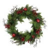 24" Rustic Red Jingle Bell, Berry And Pine Cone Artificial Christmas Wreath