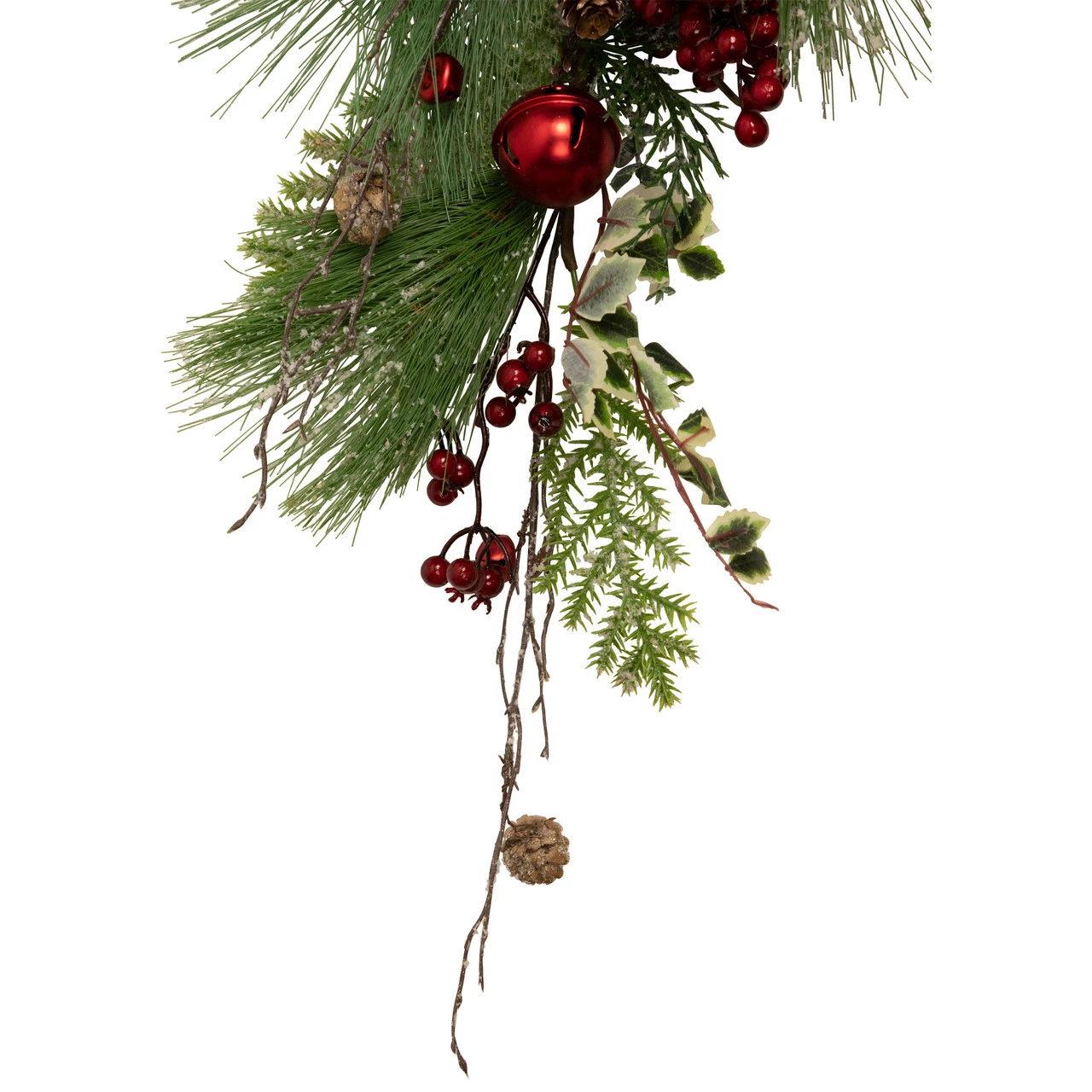 30" Frosted Berries And Pine Cones Artificial Christmas Teardrop Swag - Unlit 5 30" Frosted Berries And Pine Cones Artificial Christmas Teardrop Swag - Unlit - Image 3