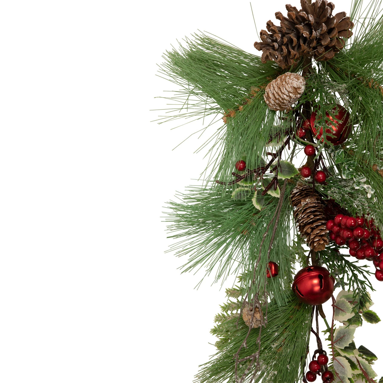 30" Frosted Berries And Pine Cones Artificial Christmas Teardrop Swag - Unlit 6 30" Frosted Berries And Pine Cones Artificial Christmas Teardrop Swag - Unlit - Image 4