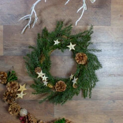 Pine Cones And Stars Pine Sprig Christmas Wreath, 10-Inch, Unlit -Optimal Christmas Shop northlight nl00527 3 36145.1667640999