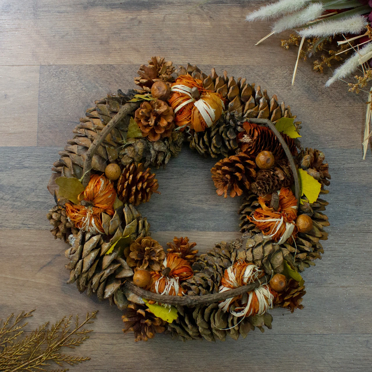 Pine Cones And Gourds Autumn Harvest Wreath, 13.25-Inch, Unlit 4 Pine Cones And Gourds Autumn Harvest Wreath, 13.25-Inch, Unlit - Image 2