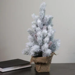 16” Medium Flocked Green Pine Artificial Table Top Christmas Tree With Burlap Base - Unlit -Optimal Christmas Shop northlight nl00983 2 38132.1667573669