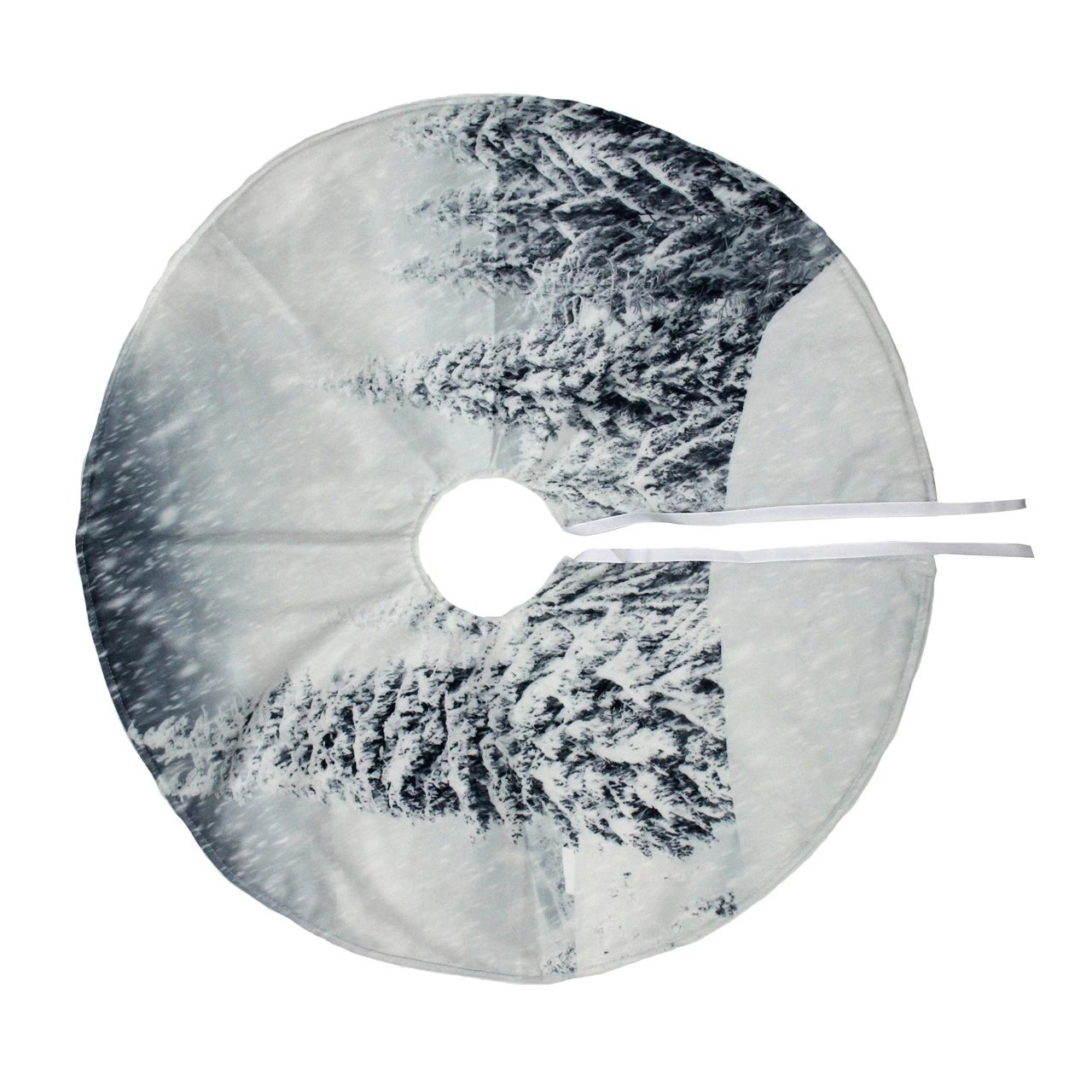 23" White And Gray Snowy Woodland Scene Mini Christmas Tree Skirt 3 23" White And Gray Snowy Woodland Scene Mini Christmas Tree Skirt - Image 2