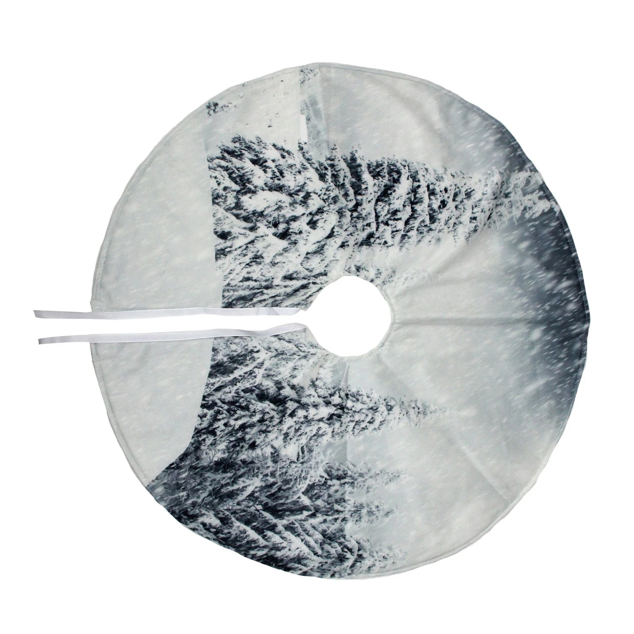 23" White And Gray Snowy Woodland Scene Mini Christmas Tree Skirt 4 23" White And Gray Snowy Woodland Scene Mini Christmas Tree Skirt - Image 3