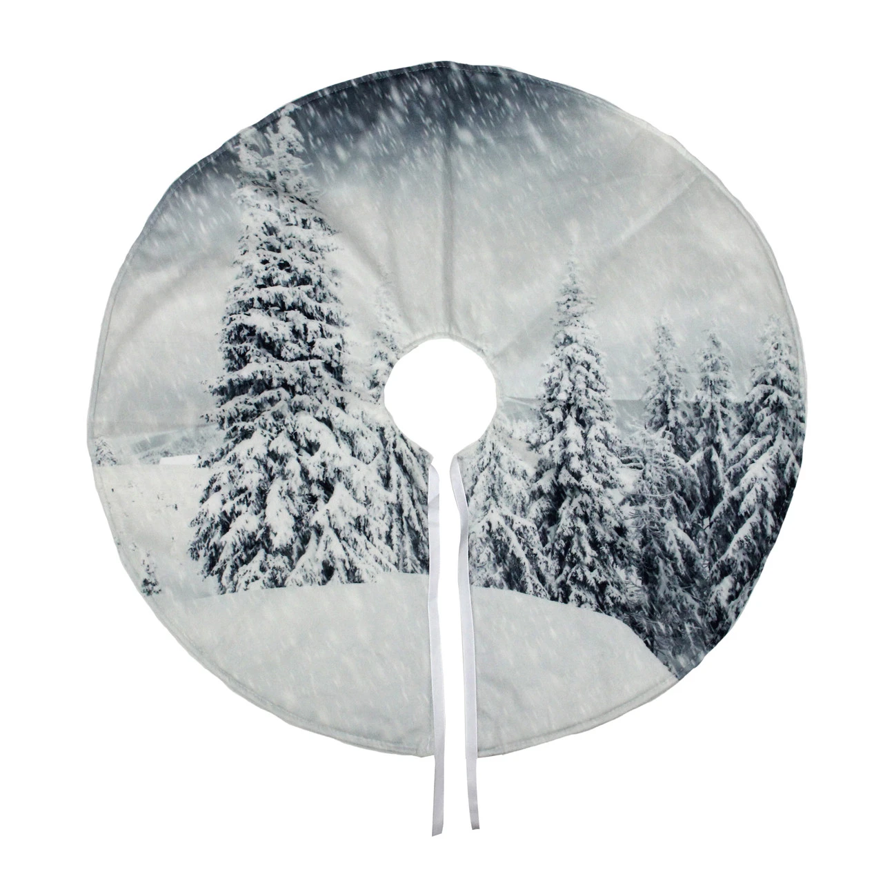 23" White And Gray Snowy Woodland Scene Mini Christmas Tree Skirt 2 23" White And Gray Snowy Woodland Scene Mini Christmas Tree Skirt