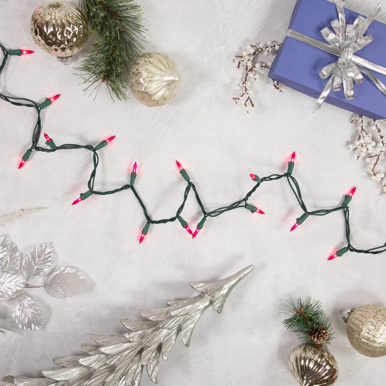 100ct Pink Mini Christmas Light Set, 20.25ft Green Wire 4 100ct Pink Mini Christmas Light Set, 20.25ft Green Wire - Image 2