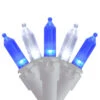 Set Of 100 Blue & Pure White LED Mini Christmas Lights 4" Spacing - White Wire