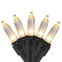 50 White LED Mini Christmas Lights - 16.25 Ft Black Wire