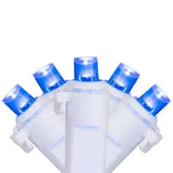 50ct Blue LED Wide Angle Christmas Lights, 16.25ft White Wire