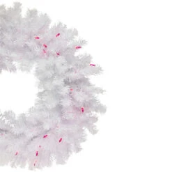 Pre-Lit Geneva White Spruce Artificial Christmas Wreath, 24-Inch, Pink Lights -Optimal Christmas Shop northlight nl02555 2 22432.1673314087