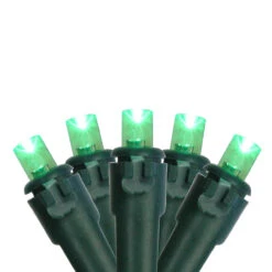50 Green LED Wide Angle Christmas Lights, 16.25 Ft Green Wire