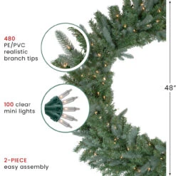 Pre-Lit Granville Fraser Fir Artificial Christmas Wreath, 48-Inch, Clear Lights -Optimal Christmas Shop northlight nl02575 1 37571.1667553564