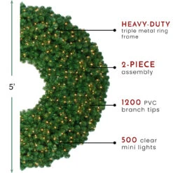5' Pre-Lit Olympia Pine Commercial Artificial Christmas Wreath - Clear Lights -Optimal Christmas Shop northlight nl03793 thumbnail 48128.1667531208