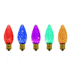 Pack Of 25 Faceted C7 LED Multi-Color Christmas Replacement Bulbs