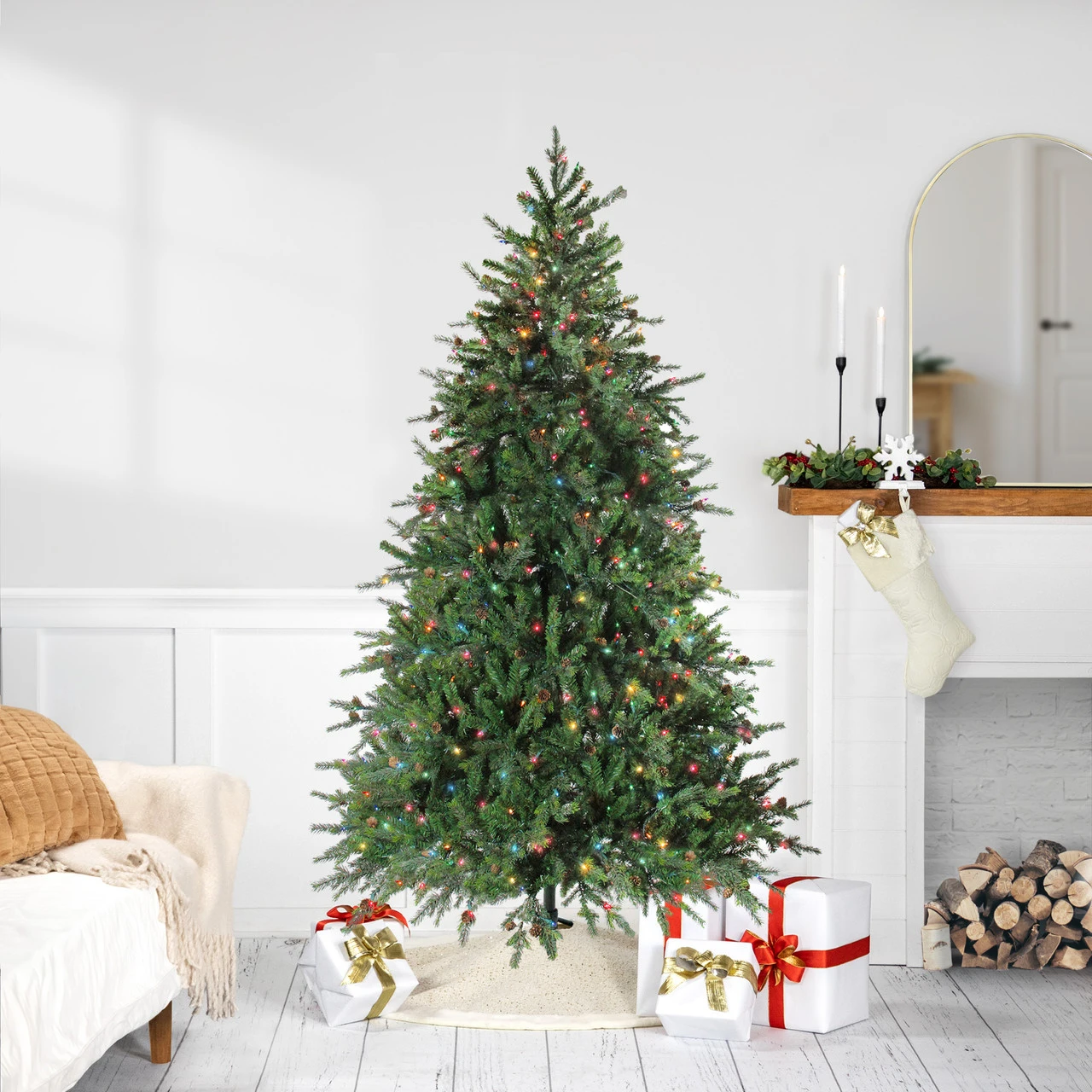 6.5' Pre-Lit Full Hunter Fir Artificial Christmas Tree - Multicolor Lights 3 6.5' Pre-Lit Full Hunter Fir Artificial Christmas Tree - Multicolor Lights
